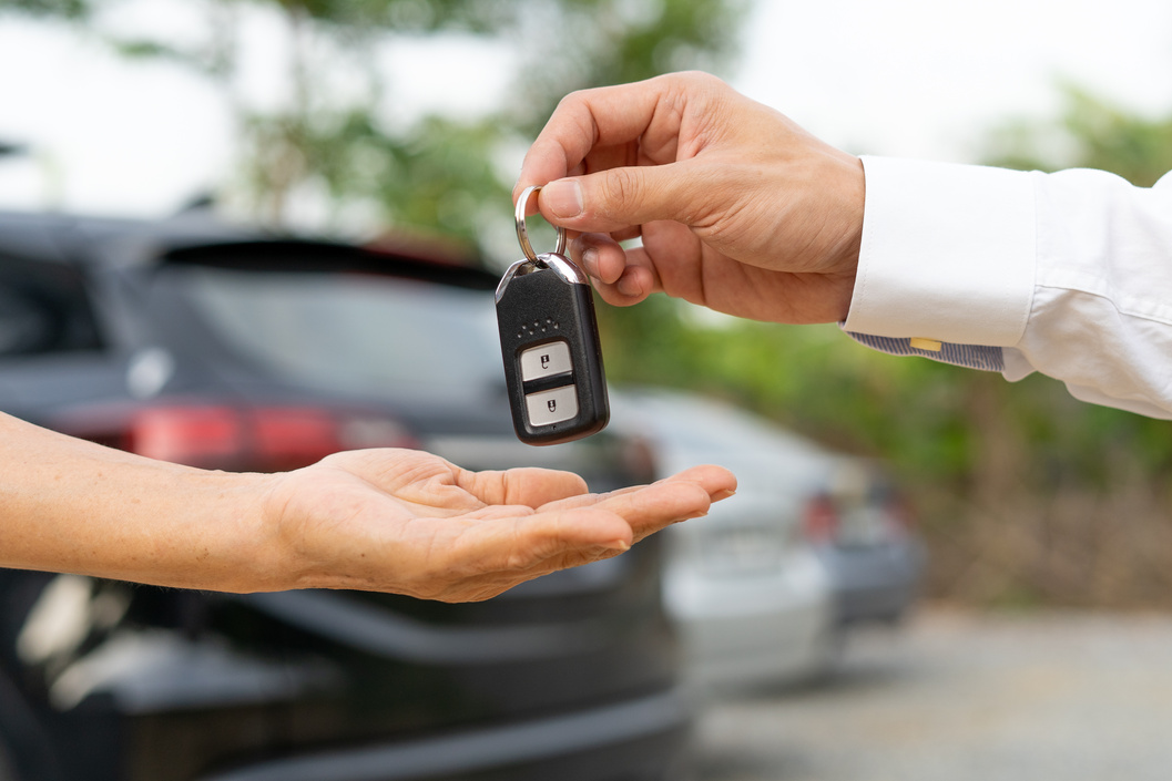 selling car, car sale, deal concept The dealer gives the car